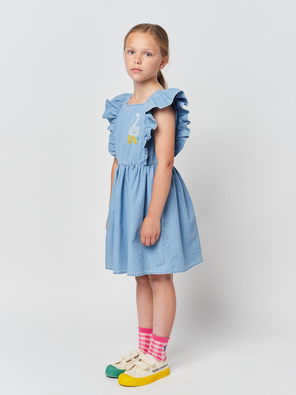 Pelican Denim Ruffle Dress