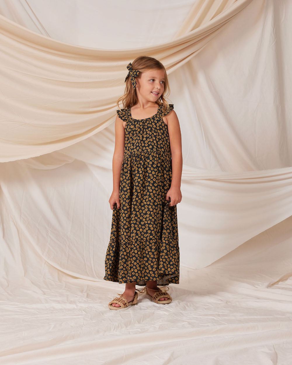 Rylee and Cru Abbie Tiered Maxi Dress Black Floral | Tiny People