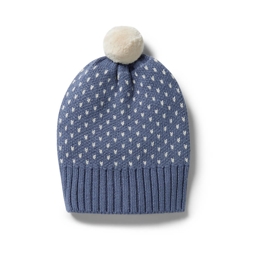 Wilson &amp; Frenchy Knitted Fleck Hat Blue Depths | Tiny People