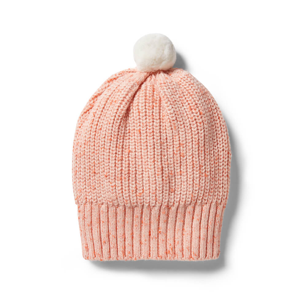Wilson & Frenchy Knitted Rib Hat Silver Peony Fleck | Tiny People