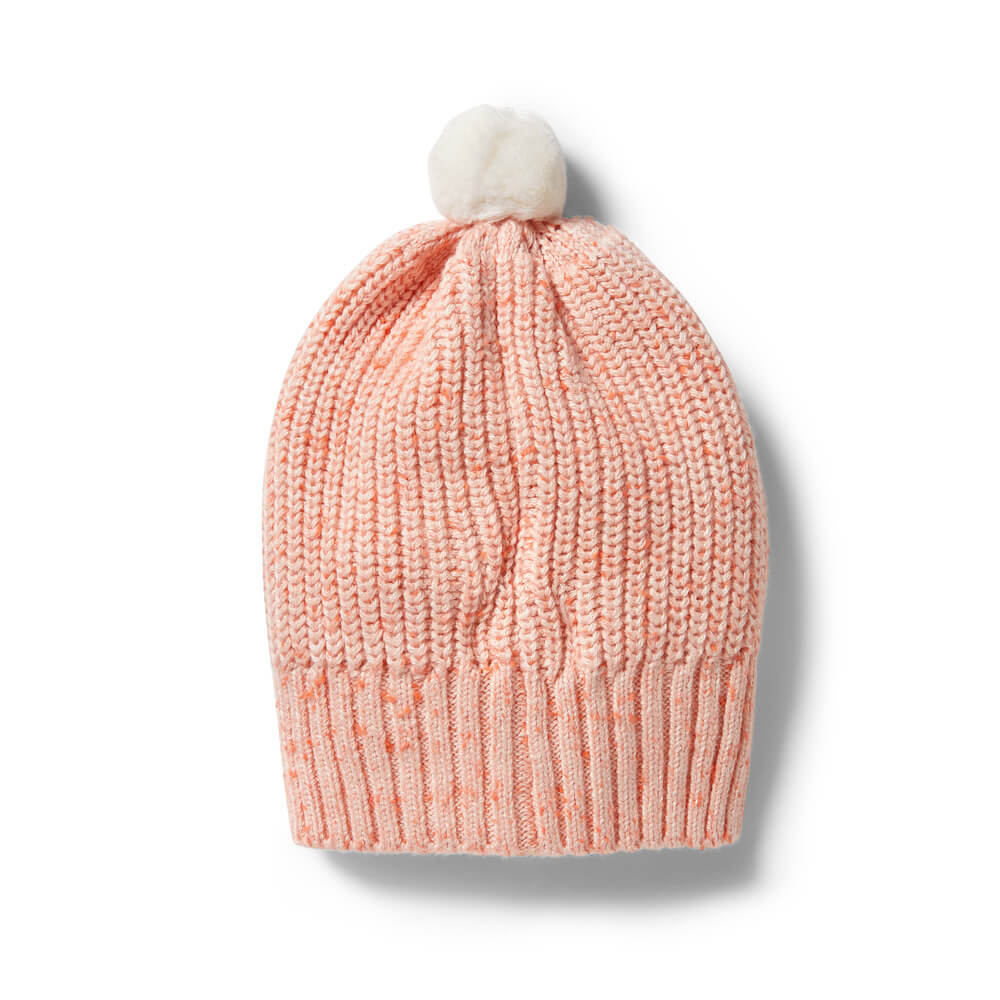 Wilson &amp; Frenchy Knitted Rib Hat Silver Peony Fleck | Tiny People